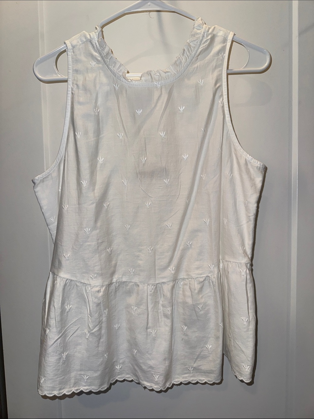 Women’s White Cotton Sleeveless Peplum Top